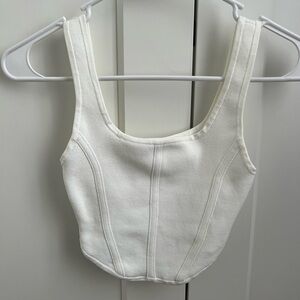 Aritzia Babaton Sculpt Knit Bustier Tank White Corset Tank Top Squareneck 2XS